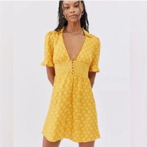 Urban Outfitters Yellow Floral Mini Dress